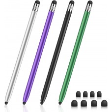 Digiroot Stylus Pen,4 Stück Tablet Stift mit 8er Gummi Ersatzspitzen,2-in-1 Touchscreen Stift für Android/IOS Tablets/Smartphone